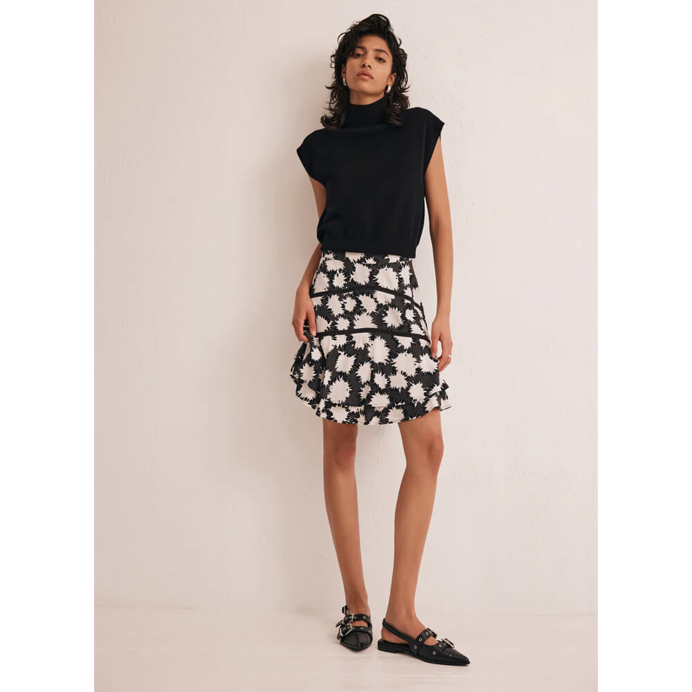 Mint Velvet Black Abstract Print Mini Skirt